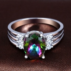 Terbaru Lingmei Super Flash Silver Cincin Oval Cut Rainbow Merah Biru dan Putih Topaz Gemstone-Ungu Oval Ukuran # 7-Intl