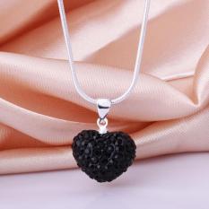 NHT27Mix Warna! Fashion Berwarna-warni Perhiasan Kalung Jantung Liontin Kalung Kristal Perak Jewelry untuk Wanita Hadiah Natal-Intl