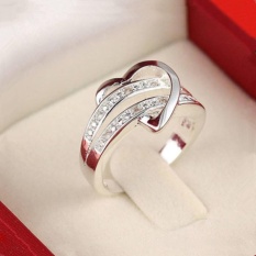Bagus 925 Perak Batu Permata Hati Cinta Wanita Pernikahan Cincin Sz.7 8 9-Intl