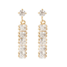 18 Karat Berlapis Emas Putih Berlian Imitasi Berkelip Pernikahan Elegan Anting Bagi Wanita Niceeshop