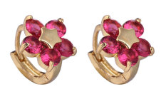 NiceEshop 18 Karat Kuning Berlapis Emas Merah Bintang Berlian Imitasi Kristal Cantik Bunga Telinga Jaket Anting-