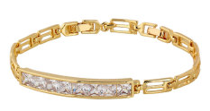 NiceEshop 18 Karat Kuning Berlapis Emas Putih Berlian Imitasi Yg Tdk Kunjung Surut Link Rantai Gelang Tangan untuk Pernikahan