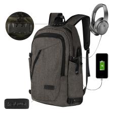 NiceEshop Bisnis Tahan Air Poliester Laptop Ransel With USB Pengisian Port And Lock Cocok Under 17-Inch Laptop And Notebook (abu-abu)