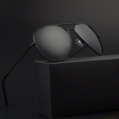 Night Vision Goggle Sun Glasses Penerbangan Polarized Hari Malam Mengemudi Kacamata untuk Pria Driver Anti-Glare Eyewear 3025 (hitam Frame Abu-abu Lensa) -Intl