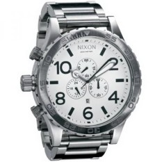 Nixon Pria A083-100 Analog Tahan Karat Baja Putih Tombol Penyetel Jam Tangan-Internasional