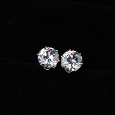 Noble Round Crystal Anting-Anting Giwang Tindik Perhiasan Putih Berlapis Emas