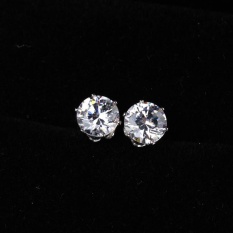 Noble Round Crystal Anting-Anting Giwang Tindik Perhiasan Emas Putih Berlapis-Internasional