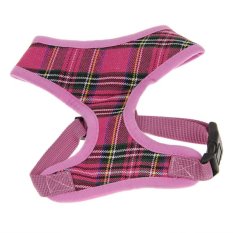 Non Tarik Kecil Medium Anjing Peliharaan Kucing Anjing Kontrol Kenyamanan LeashHarness Soft Cotton Breathable Mesh Adjustable Berjalan Kerah VestHarness Pakaian Pakaian dengan O Ring. ROSE Merah Grid M-Intl