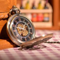 Nonof Grosir Barang Antik Mandarin Kirin Terukir Gold Steampunk Tangan Angin Pocket Watch Mekanik Gantungan Kunci Jam Perawat (Perunggu)