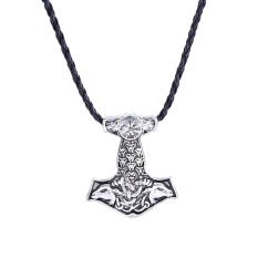 Norse Viking Amulet Kalung Penguy Kambing Hewan Node Thor Hammer Liontin-Internasional