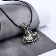 Norse Viking Amulet Pendant Kalung Raven Hewan Viking Thor Hammer Perhiasan-Intl