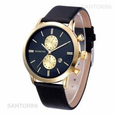 North Jam Tangan Pria Fashion Casual Waterproof Date Leather Men Watch - BLACK GOLD