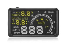 OBDII Mobil HUD Universal Antarmuka Mobil HUD Fuel Icon Kepala Up Display LCD untuk Proyek Mengemudi Data Kecepatan Informasi, Waktu, Over Speed Alarm Harian Kompas, Ketinggian. -Intl