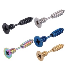 O 1 Buah Fashion Unisex Pria Wanita Baja Tahan Karat Seluruh Sekrup Anting Tindik Tung Emas