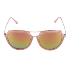 OH Trendy Fashion Classic Women Vintage Logam dan Plastik Kacamata Hitam Besar Pink Bingkai Lensa Pink