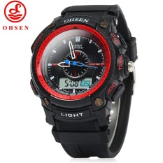 OHSEN AD1209 Men Dual Time Sports Digital Quartz Watch with Date Week Alarm Stopwatch Backlight - intl