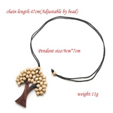 Okdeals 1 Pcs Buatan Tangan Pohon dari Kehidupan Pelangi Kayu Manik Liontin Kalung Modis BoHo Etnis Panjang Statement Necklaces Perhiasan -Internasional