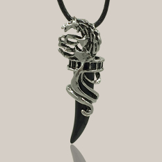 Okdeals Laki-laki Stainless Steel Rantai Kalung Liontin Gigi Serigala Hitam