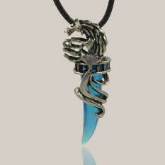 Okdeals Laki-Laki Stainless Steel Rantai Kalung Liontin Gigi Serigala Langit Biru