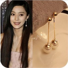 OL style berlapis 14K emas anting mutiara anting