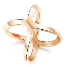 Olen Rose Emas Plated Titanium Steel X Berbentuk Cincin untuk Wanita