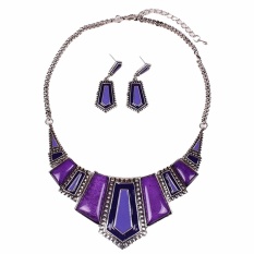 Dalam Perjalanan Amber Seperti Suku Geometris Tibet Silver Bib Kalung Kalung Earrings Set-Intl