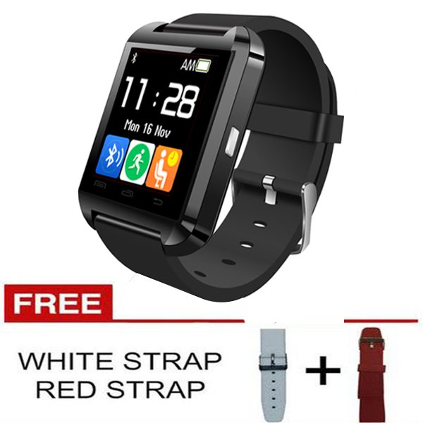 Onix Cognos U Watch U8 Smartwatch Original - TERMASUK BOX - Hitam + Gratis Strap Merah & Putih