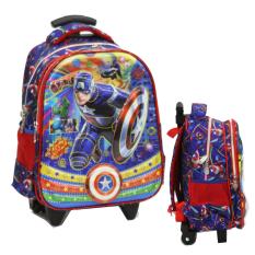 Onlan Avengers Captain America Super Hero 5D Timbul Hologram Tas Trolley Anak Sekolah TK Dua Kantung