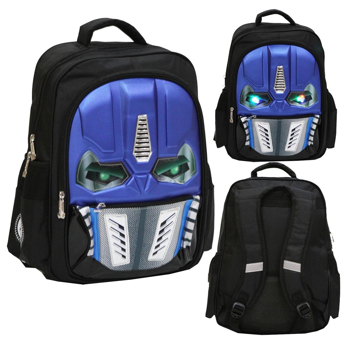 Onlan Tas Anak Sekolah SD Motif Karakter Robot Transformers Mata LAMPU 3 Kantung Besar Import