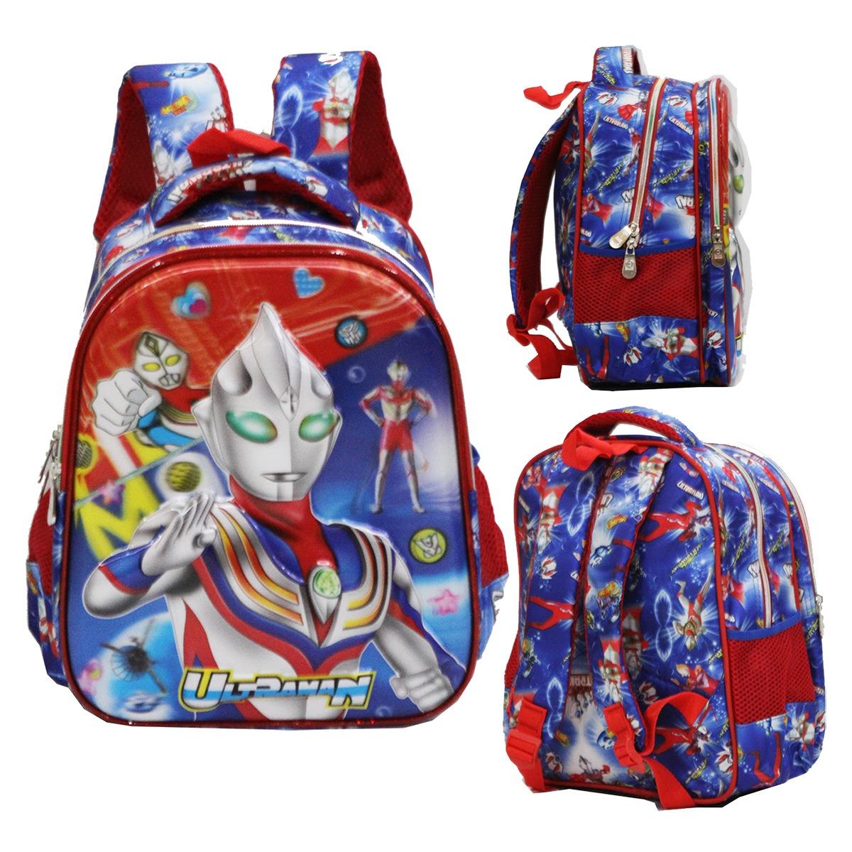 Onlan Tas Ransel Anak Sekolah TK Atau PG Import Ultraman Super Hero 5D Timbul - Blue