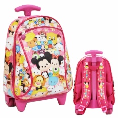 Onlan Tas Trolley Anak Sekolah Paut Motif Tsum Tsum AA Unik dan Lucu - Pink