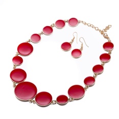 Online Perhiasan Buatan Set Wanita Fashion Casual Seng Alloy Geometris Kalung/Anting Merah Antik Berlapis Emas-Internasional