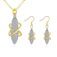 Online Perhiasan Belanja India Opal Wanita Romantis Pesta Kalung Earrings Kuning Emas Kalung/Anting-Anting Emas Disepuh Air Drop- INTL