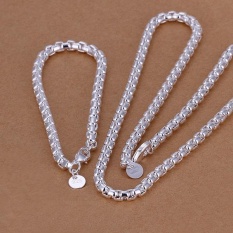 Online Perhiasan Belanja India Unisex Trendy Tembaga Partai Kalung/Gelang Kalung Gelang Round Perak Berlapis-Internasional