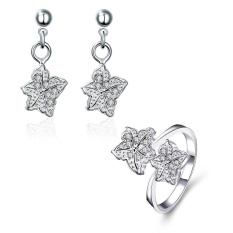 online jewellery shopping india Zircon Women Trendy Party Earrings Ring Copper Earring/Ring Gold Plated Plant - intl