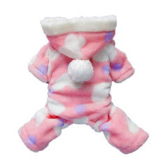 Ooplm Cute Cozy Coral Fleece Sayang Lovely Heart Anjing Mantel HoodiePet Baju anak (Pink)-Intl
