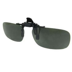 Ooplm Abu-abu Unisex Persegi Panjang Lensa Flip Up Kacamata Hitam Clip On