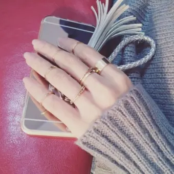 Korea Selatan Gaya Barat Cincin murid buatan tangan halus orang trendi minimalis cincin sendi asli Jepang