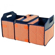 Original Folding Trunk Organizer with Cooler by Picnic at Ascot - Orange/Navy - intl