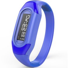 ... Ormano Jam tangan Unisex Strap Karet Biru LED Gelang Alarm Date Watch