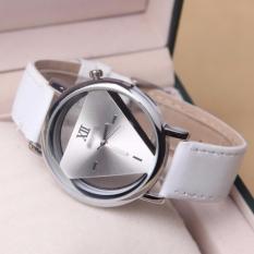 Ormano Triangle Hollow Quartz Jam Tangan Pria Wanita Unisex Strap Kulit - YQ007 Putih