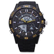 OTS 8070G Dual Movt Pria Analog LED Digital QUARTZ Watch Luminous Pointer 50 M Tahan Air Jam Tangan (Kuning)