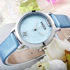 Ouhofus Eropa dan Amerika Fashion Ungu Ke Tahan Air Jam Tangan Berlian Sabuk Wanita Merk Fine Kecil Jam KUARSA Tali (Biru)