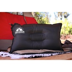 Outdoor Petualang Travel Bantal Tiup-Air Top Sleeping untuk Aksesori Kepala & Leher-Indoor/Outdoor Camping, Naik Mobil, Pesawat-Incl. Membawa Tas (Hitam)-Intl