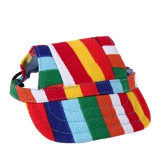 Oxford Kanvas Cute Hewan Peliharaan Anjing Kasual Bisbol Cap Matahari Topi dengan dengan Lubang Telinga (Merah) -S-Intl
