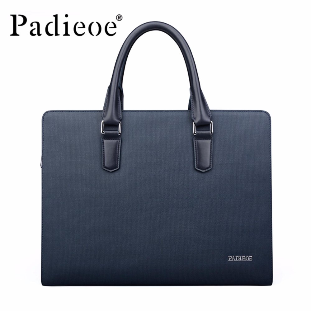 Padieoe Baru Kedatangan Klasik Split Leather Briefcase Bisnis Berkualitas Tinggi Tote Bag Tas Laptop 14 Inci untuk Pria-Intl