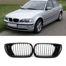 Pasangan Gloss Hitam Depan Ginjal Grille untuk BMW E46 318I 320I 325I 330I 2002-2005-Intl