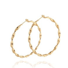 Sepasang Fashion Dual Spiral Gaya Wanita Wanita 18 K Emas Berlapis Telinga Liontin Earrings (GOLDEN)-Intl