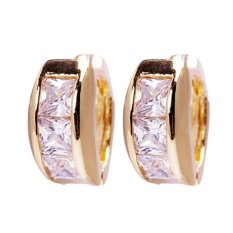 Sepasang Wanita Wanita Berlapis Emas Zirkon Liontin Earrings (Putih).