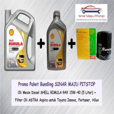 Paket Oli Mobil Diesel SHELL RIMULA R4X 6 L + Filter Oli TOYOTA INNOVA